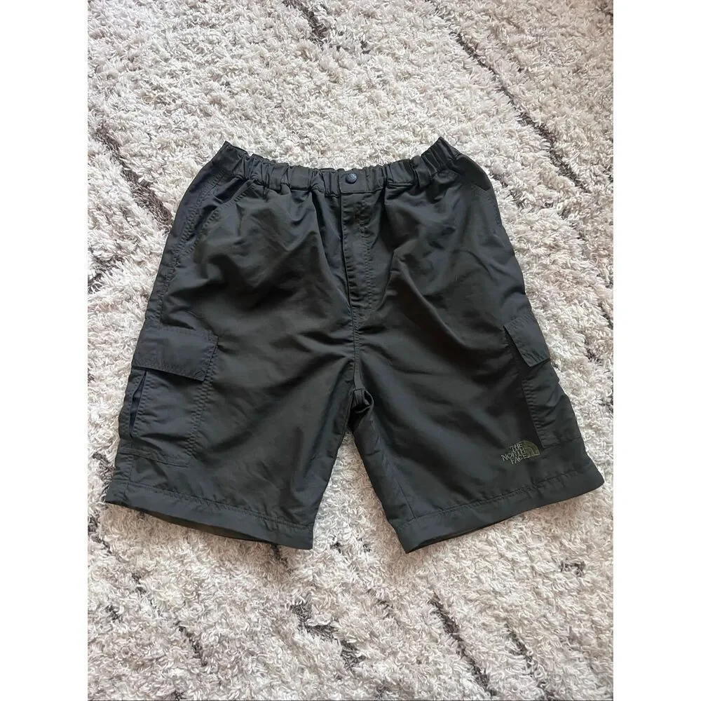 North Face Paramount Peak Cargo Short Men Charcoal Green Elastic Waist Nylon siz